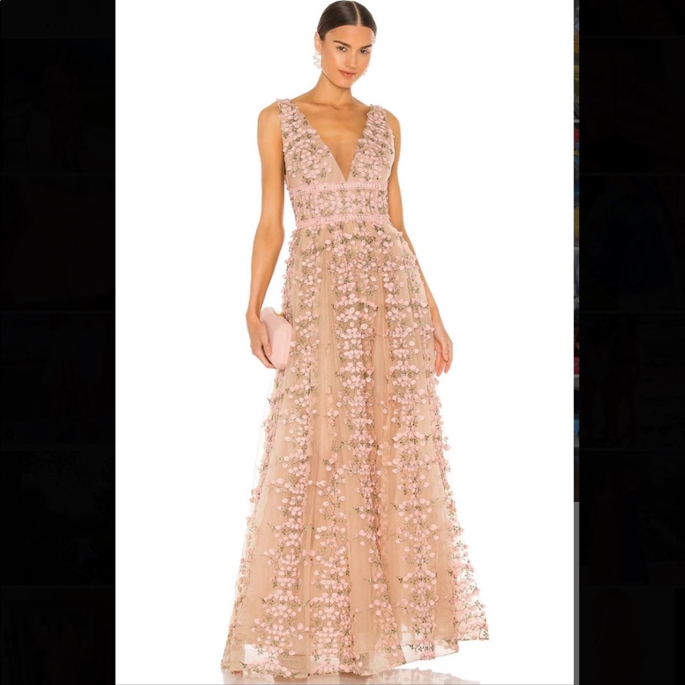 Bronx and Banco Megan V Neck Lace Gown